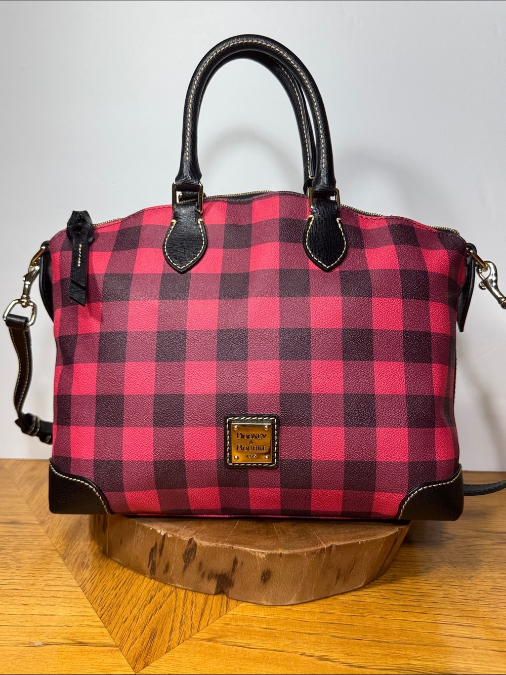 DOONEY & BOURKE TUCKER BUFFALO PLAID SATCHEL WITH LONG STRAP